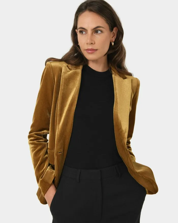 Forcast Rowan Corduroy Jacket Dark Olive Women Jackets and Blazers