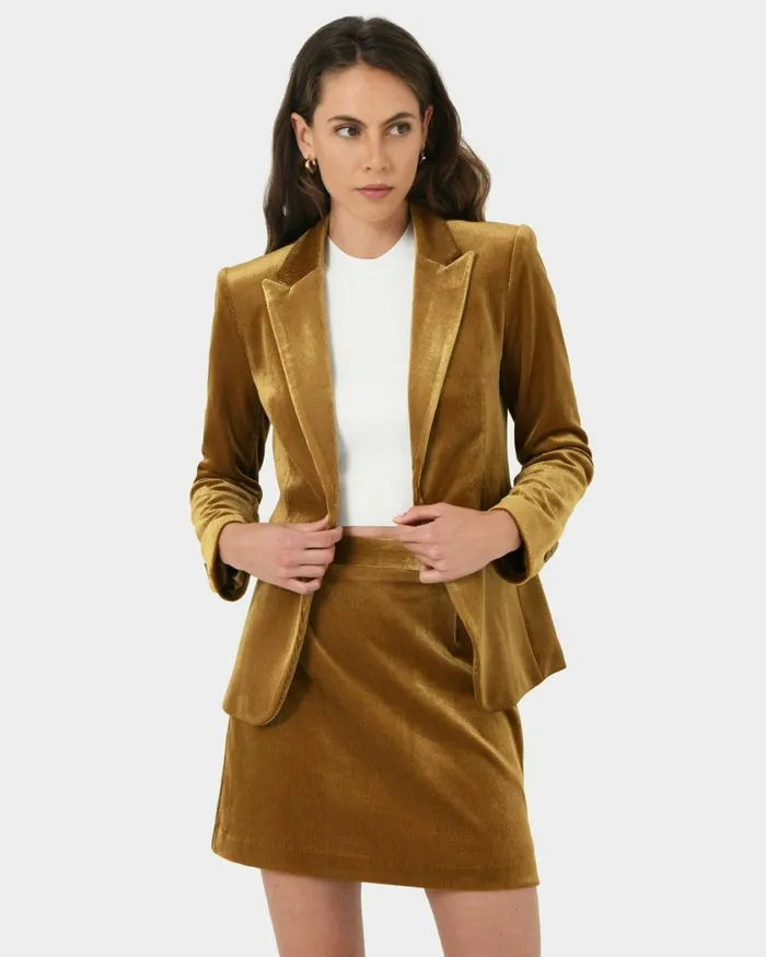 Forcast Rowan Corduroy Jacket Dark Olive Women Jackets and Blazers