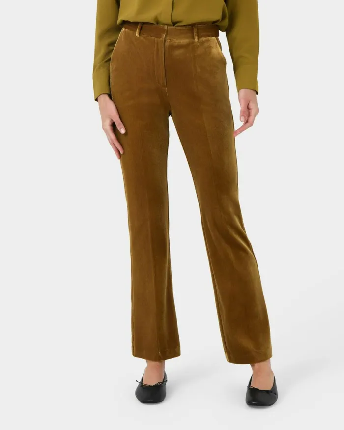 Forcast Rowan Corduroy Pants Dark Olive Women Straight Leg Pants