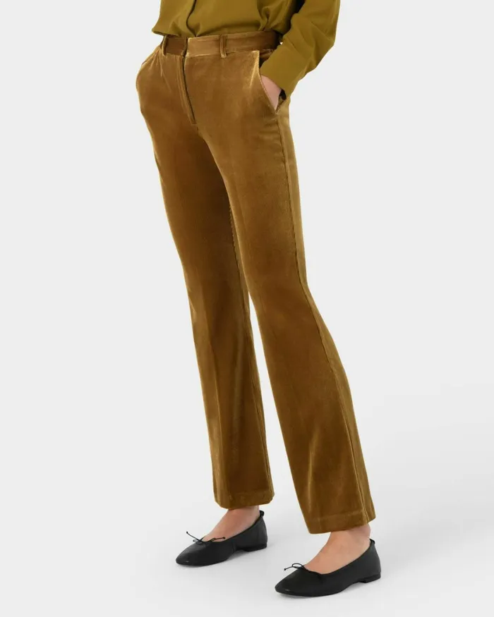 Forcast Rowan Corduroy Pants Dark Olive Women Straight Leg Pants