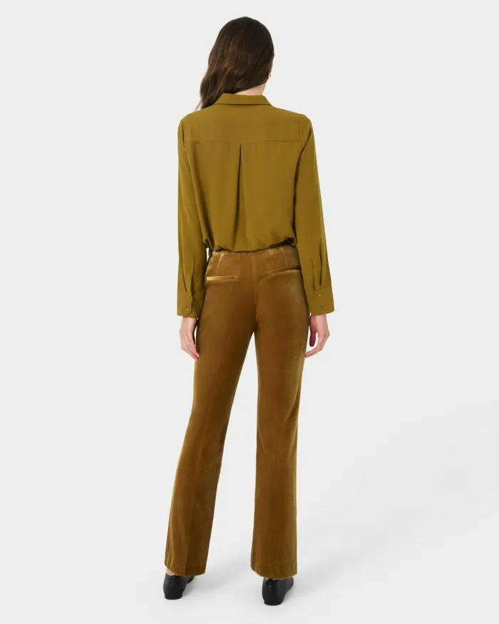 Forcast Rowan Corduroy Pants Dark Olive Women Straight Leg Pants