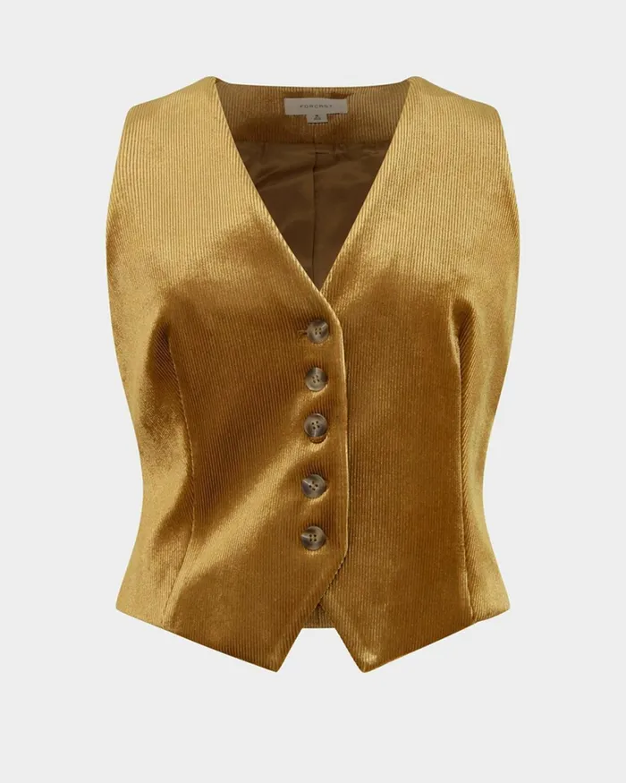 Forcast Rowan Corduroy Vest Dark Olive Women TShirts and Tops
