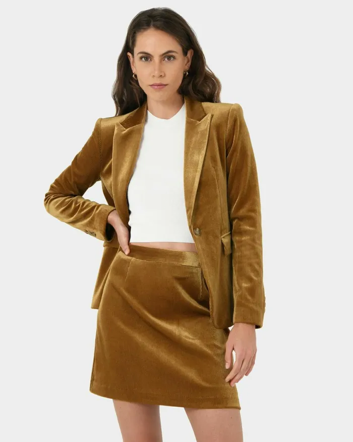 Forcast Rowan Mini Corduroy Skirt Dark Olive Women Mini Skirts