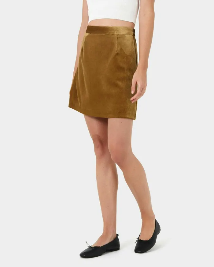 Forcast Rowan Mini Corduroy Skirt Dark Olive Women Mini Skirts