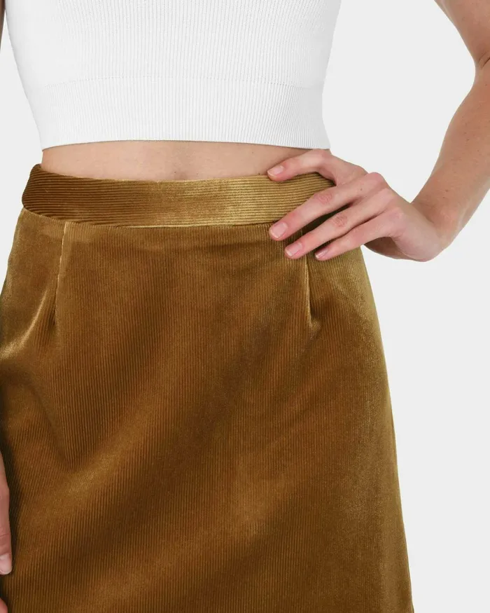 Forcast Rowan Mini Corduroy Skirt Dark Olive Women Mini Skirts