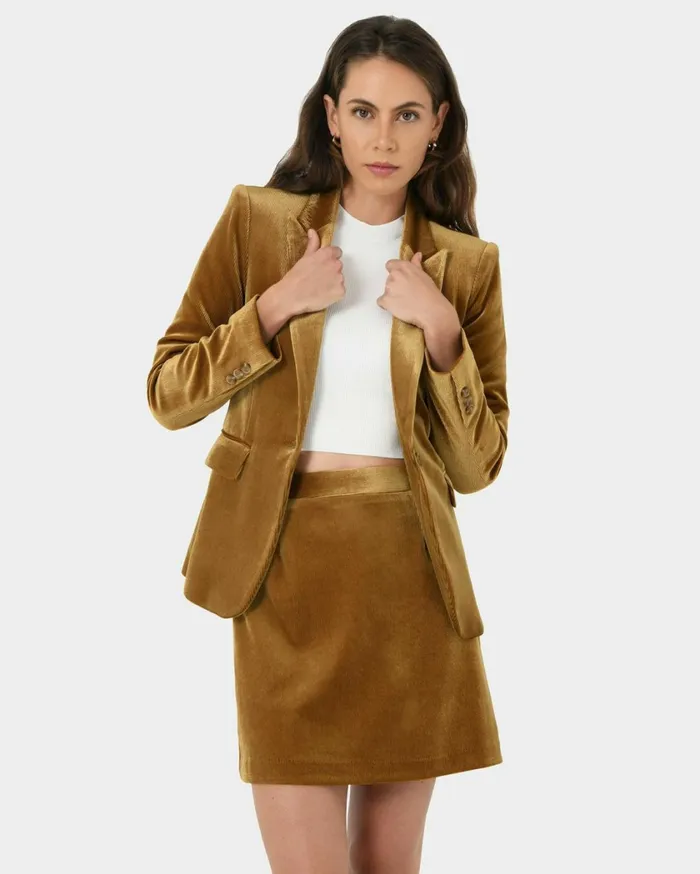 Forcast Rowan Mini Corduroy Skirt Dark Olive Women Mini Skirts