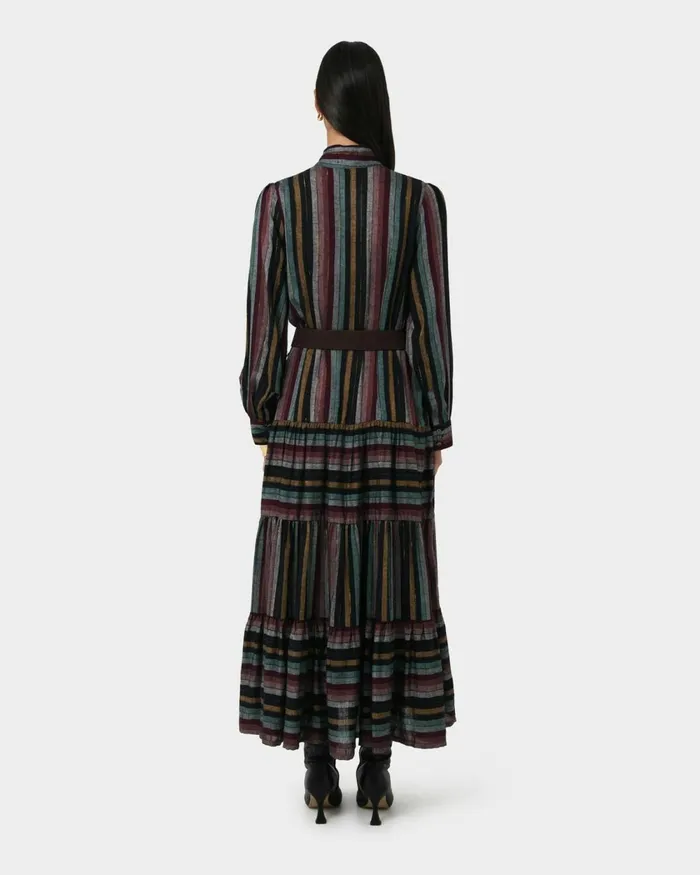 Forcast Roxana Linen Tiered Maxi Dress Women Maxi Dresses