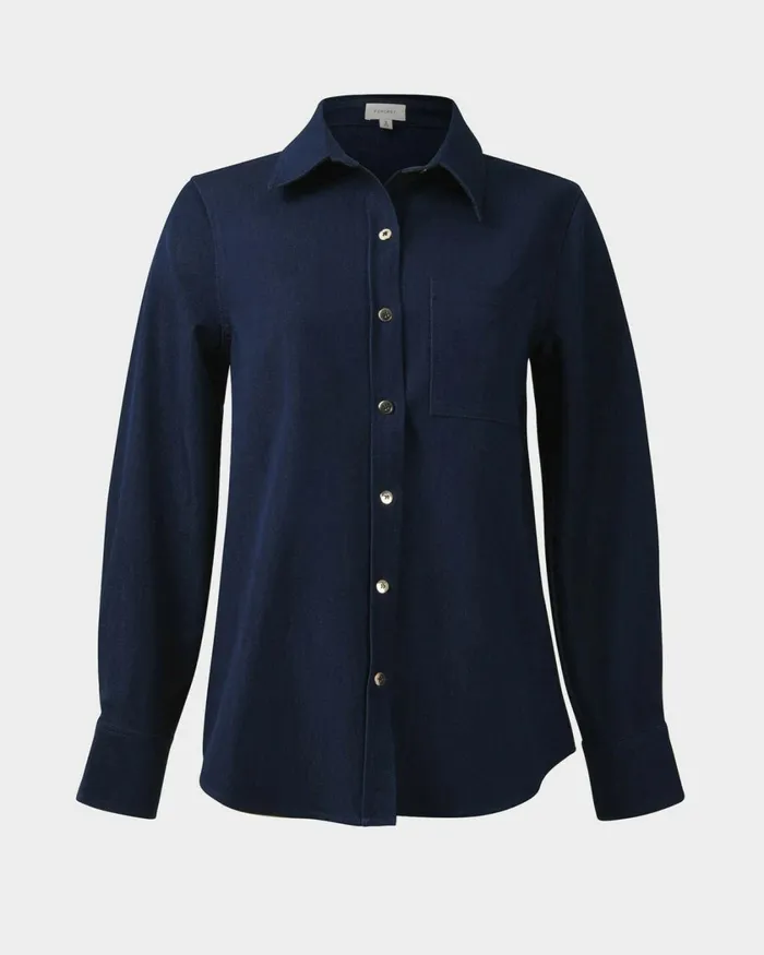 Forcast Ruka Button Shirt Dark Indigo Women TShirts and Tops