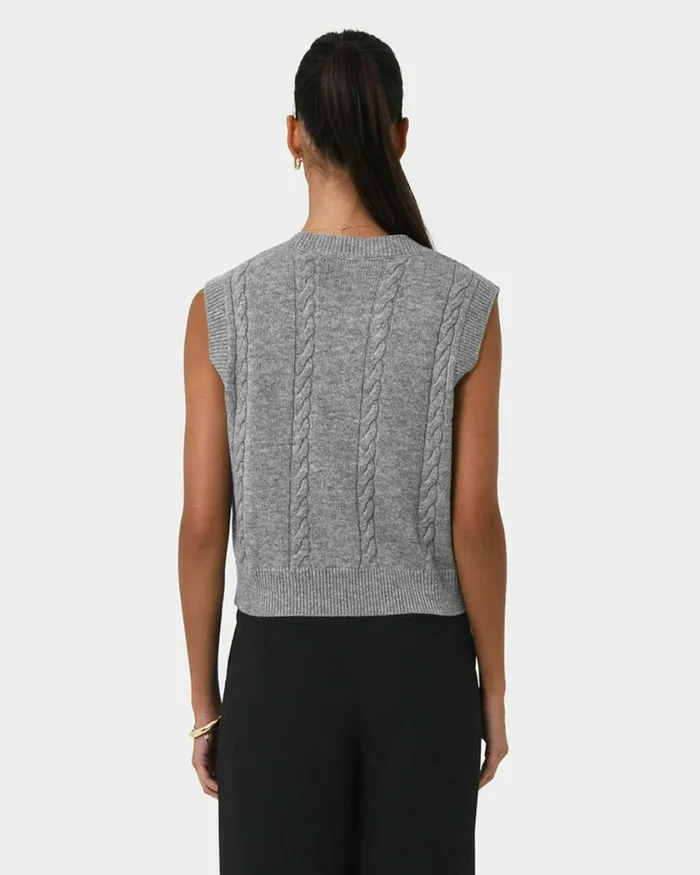 Forcast Rulia Vneck Knit Vest Wood Smokegrey Marleblack Women TShirts and Tops