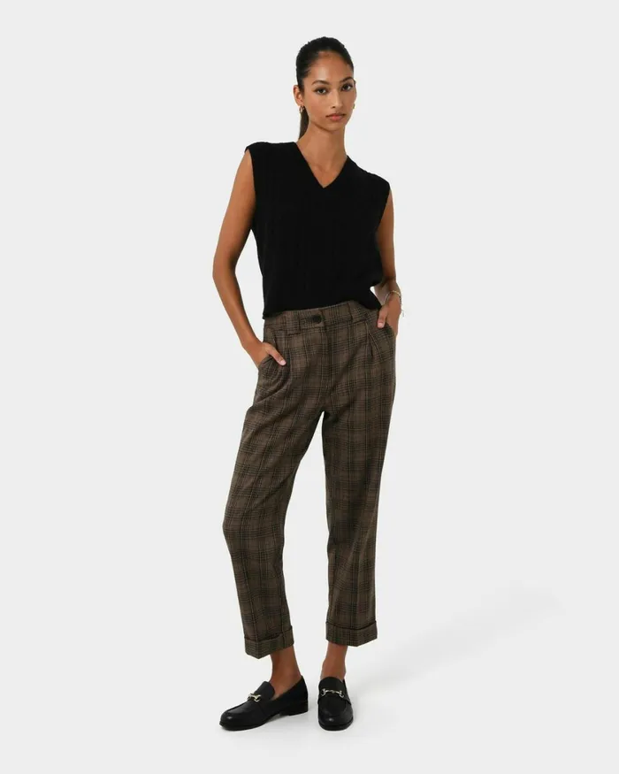 Forcast Rulia Vneck Knit Vest Wood Smokegrey Marleblack Women TShirts and Tops