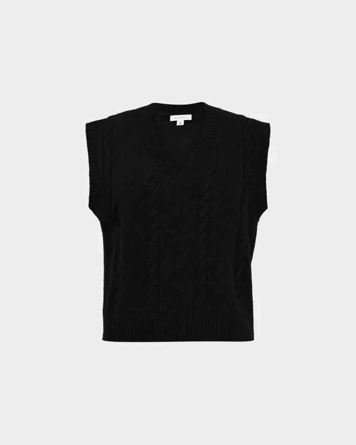 Forcast Rulia Vneck Knit Vest Wood Smokegrey Marleblack Women TShirts and Tops