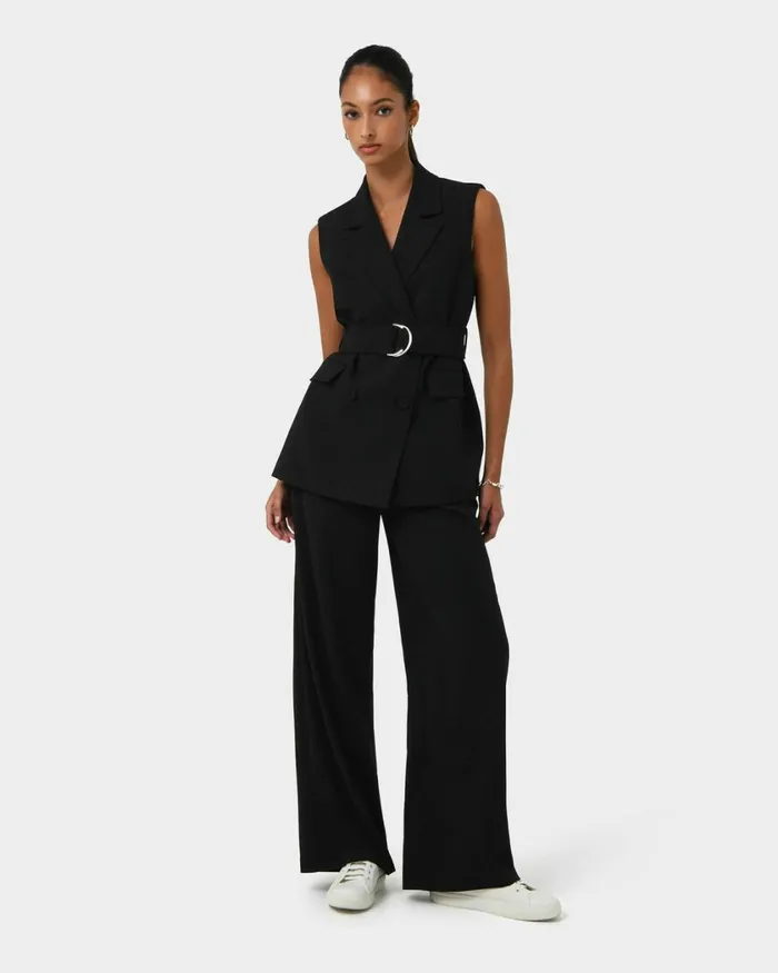 Forcast Rumy Double Breasted Vest Wineblack Women TShirts and Tops