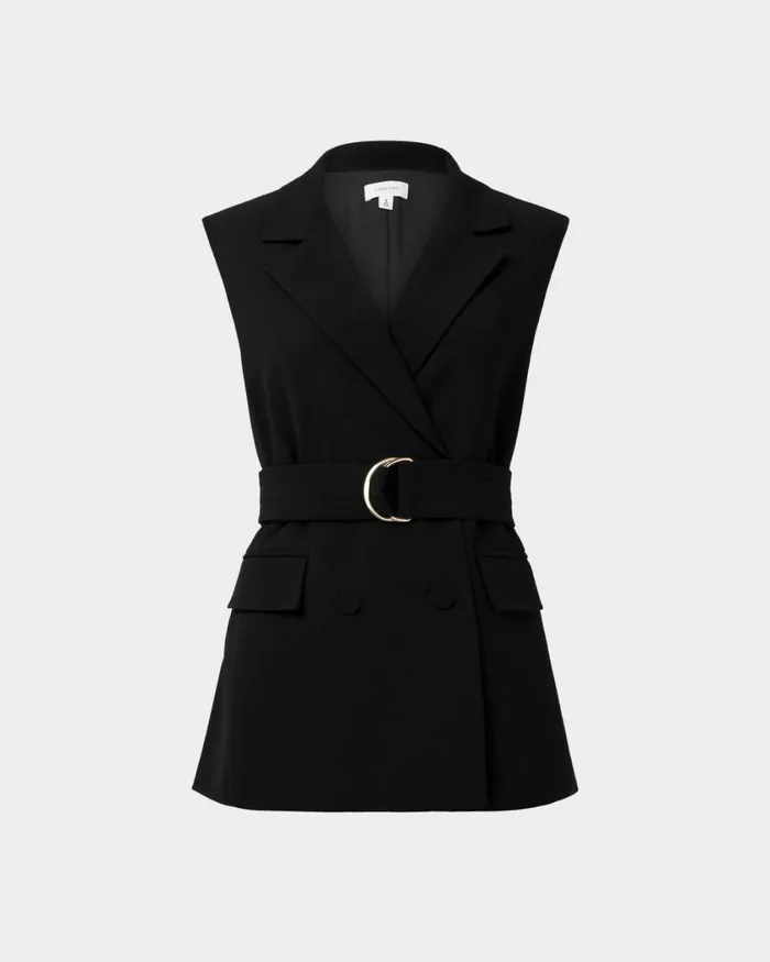 Forcast Rumy Double Breasted Vest Wineblack Women TShirts and Tops