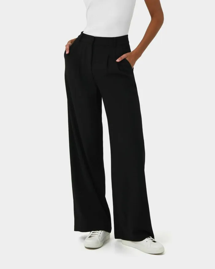 Forcast Rumy Wide Leg Tailored Pants Wineblack Women HighWaisted Pants