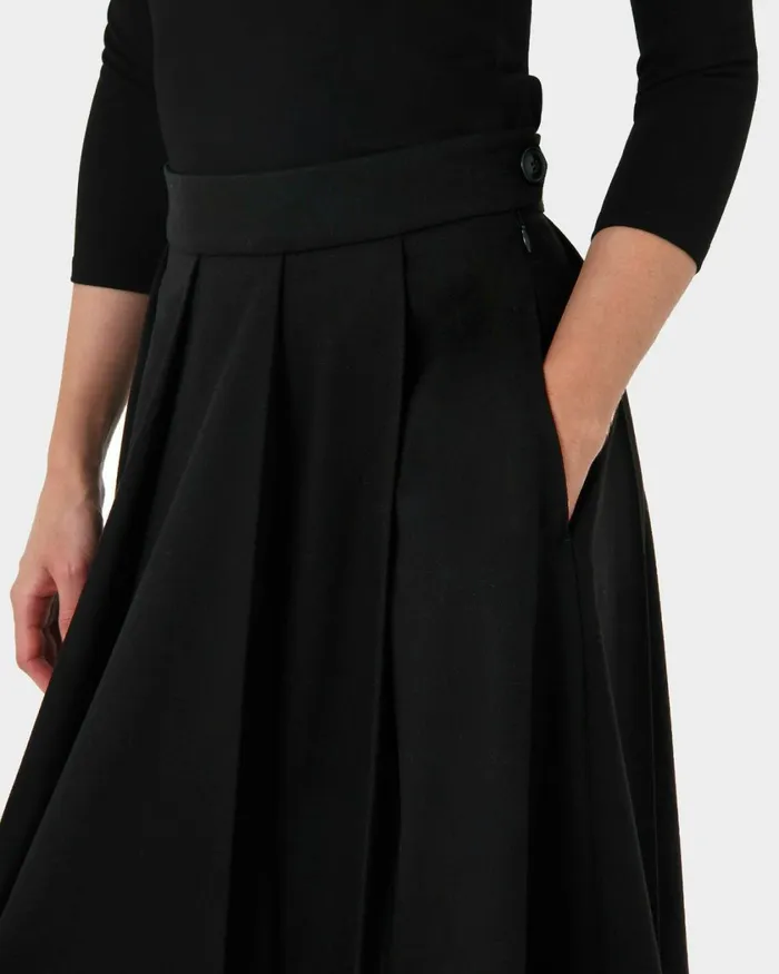 Forcast Ryan Pleated Midi Skirt Dark Charcoalblack Women Midi and Maxi Skirts