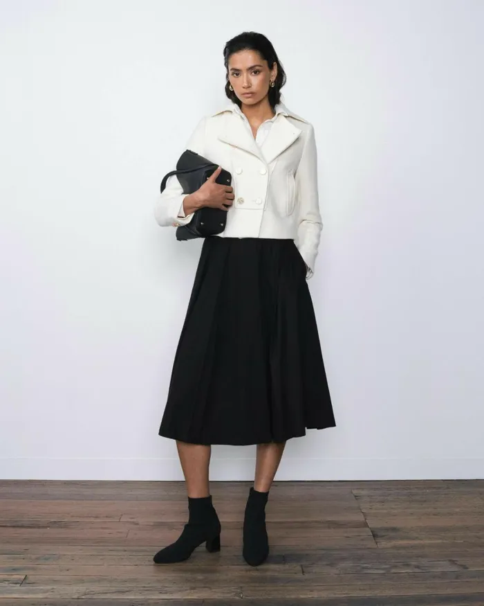 Forcast Ryan Pleated Midi Skirt Dark Charcoalblack Women Midi and Maxi Skirts