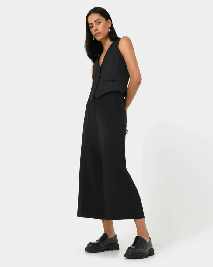 Forcast Sadie Culotte Black Women Cropped Pants
