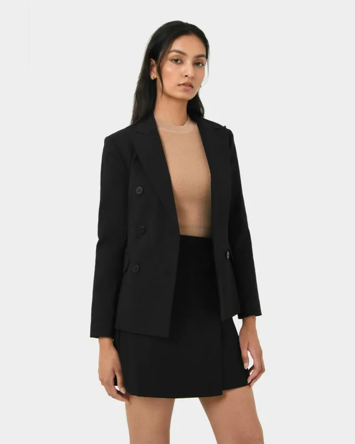 Forcast Safira Double Breasted Blazer Navyblack Women Jackets and Blazers