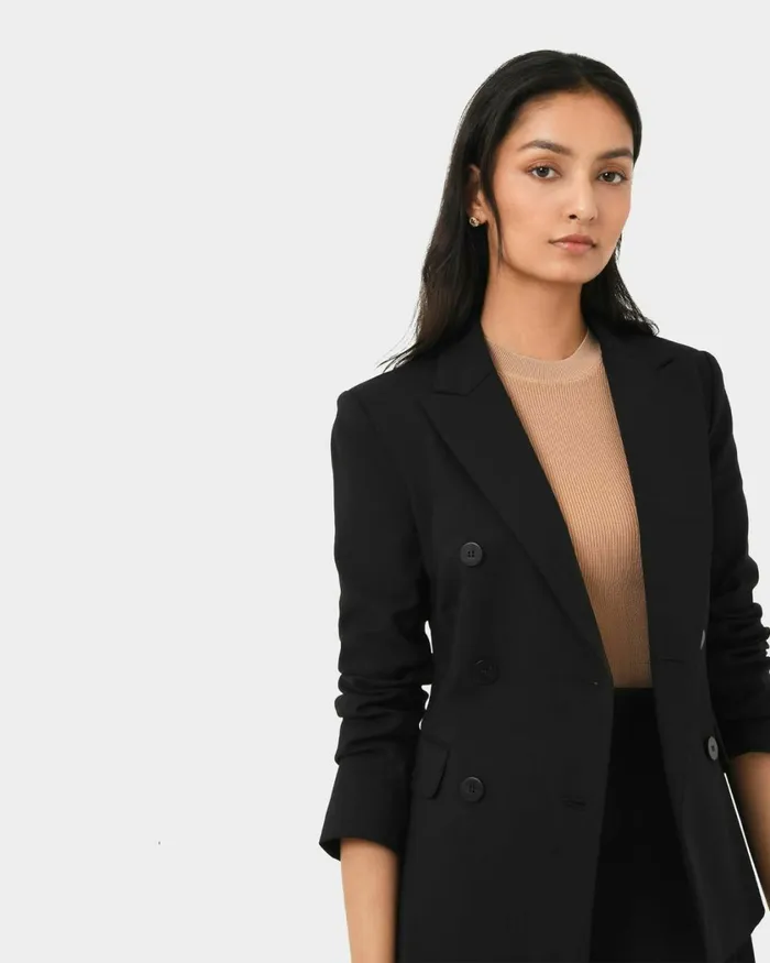 Forcast Safira Double Breasted Blazer Navyblack Women Jackets and Blazers