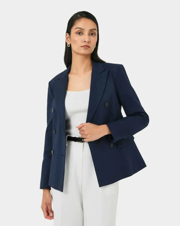 Forcast Safira Double Breasted Blazer Navyblack Women Jackets and Blazers