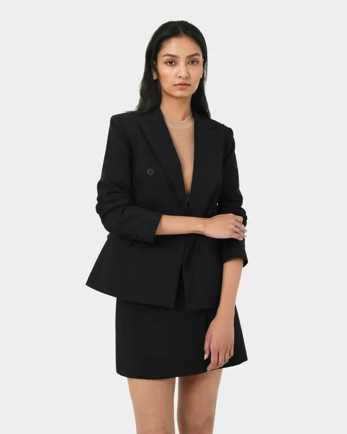 Forcast Safira Double Breasted Blazer Navyblack Women Jackets and Blazers
