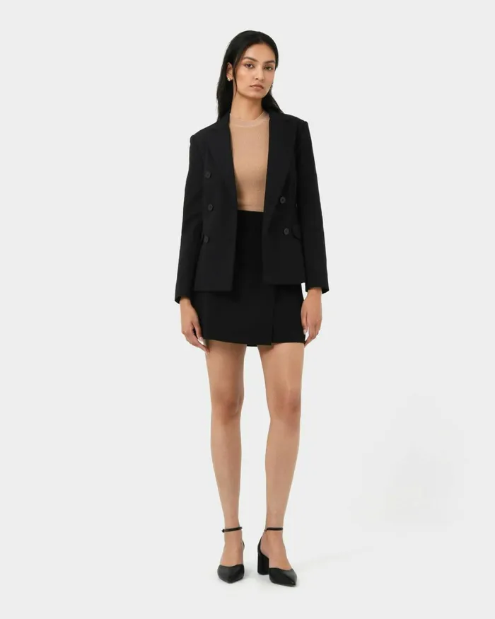 Forcast Safira Double Breasted Blazer Navyblack Women Jackets and Blazers