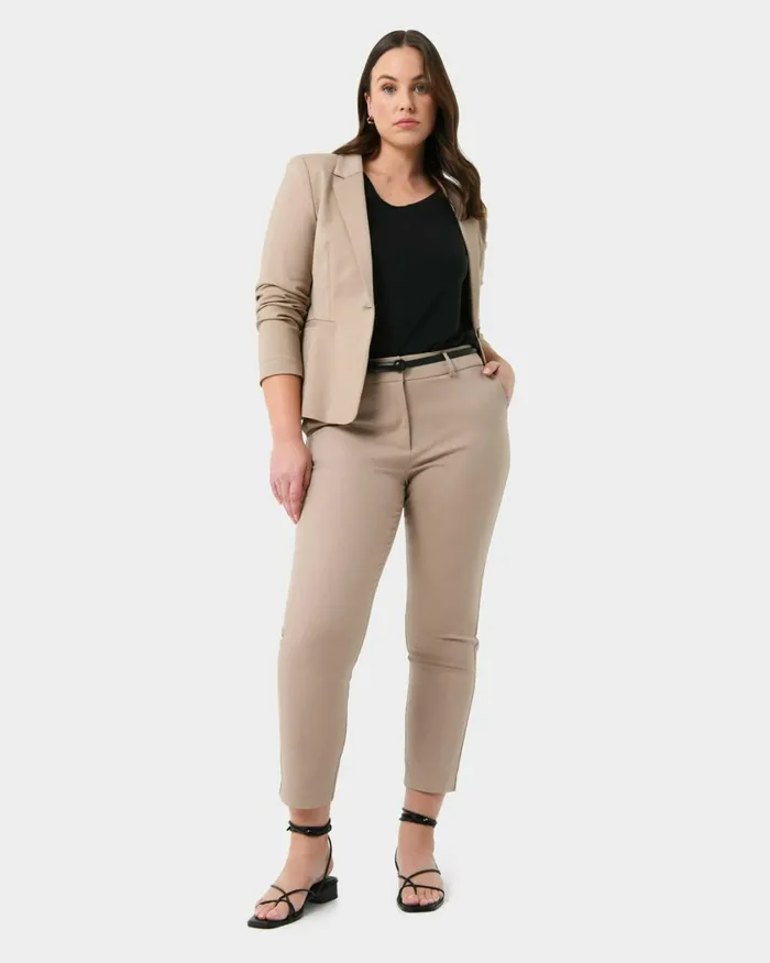 Forcast Safira Highwaist Trousers Birchivorynavygreyblack Women HighWaisted Pants