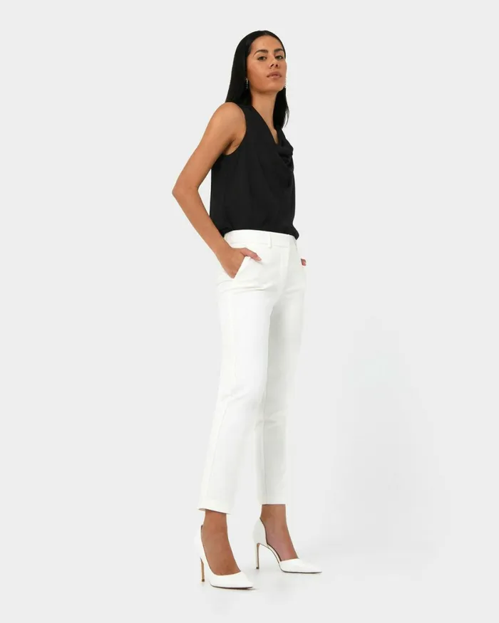 Forcast Safira Highwaist Trousers Birchivorynavygreyblack Women HighWaisted Pants