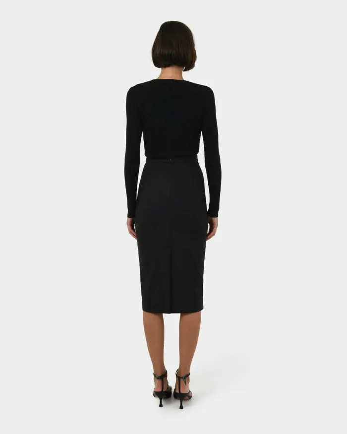 Forcast Safira Midi Pencil Skirt Navyblack Women Midi and Maxi Skirts