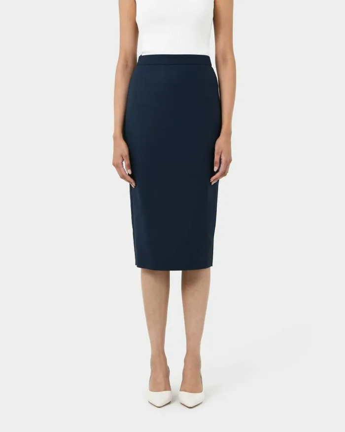 Forcast Safira Midi Pencil Skirt Navyblack Women Midi and Maxi Skirts