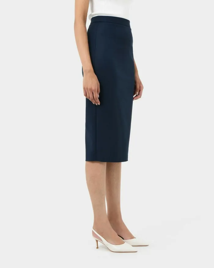 Forcast Safira Midi Pencil Skirt Navyblack Women Midi and Maxi Skirts