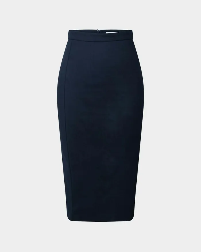 Forcast Safira Midi Pencil Skirt Navyblack Women Midi and Maxi Skirts