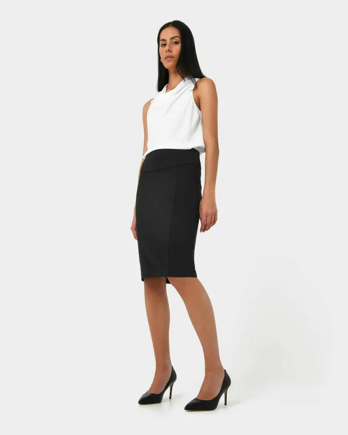 Forcast Safira Pencil Skirt Birchnavygreyblack Women Work Skirts