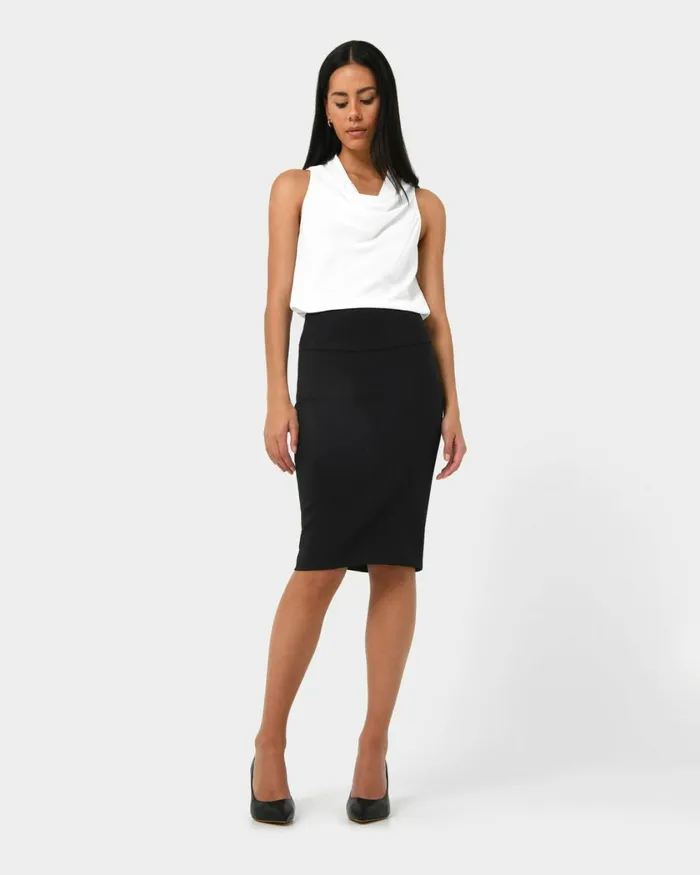 Forcast Safira Pencil Skirt Birchnavygreyblack Women Work Skirts