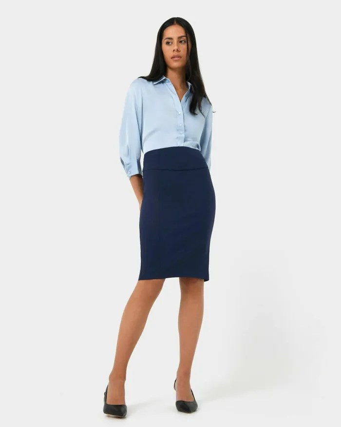Forcast Safira Pencil Skirt Birchnavygreyblack Women Work Skirts