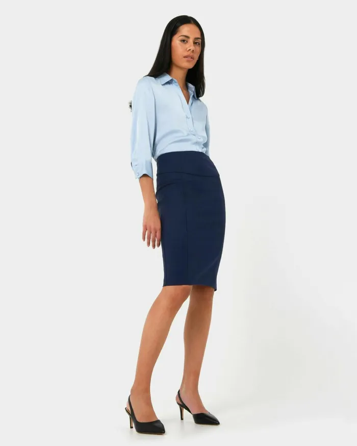 Forcast Safira Pencil Skirt Birchnavygreyblack Women Work Skirts