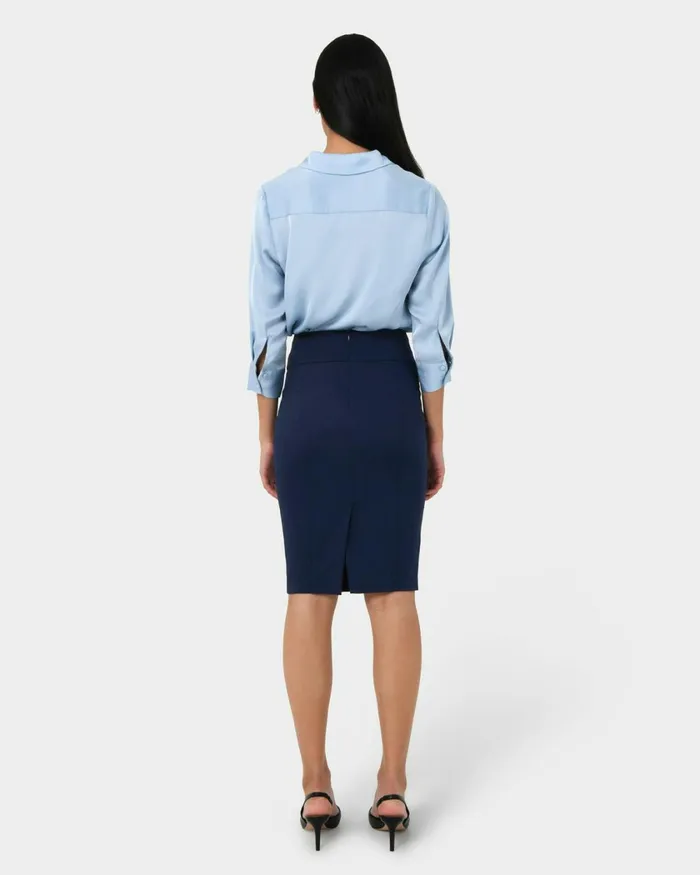 Forcast Safira Pencil Skirt Birchnavygreyblack Women Work Skirts