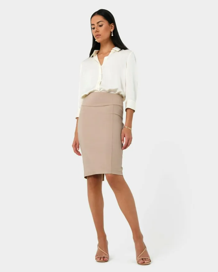 Forcast Safira Pencil Skirt Birchnavygreyblack Women Work Skirts