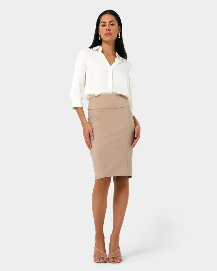 Forcast Safira Pencil Skirt Birchnavygreyblack Women Work Skirts