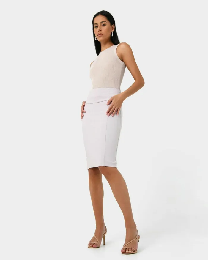 Forcast Safira Pencil Skirt Birchnavygreyblack Women Work Skirts