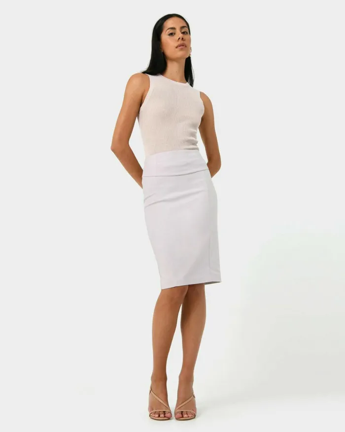 Forcast Safira Pencil Skirt Birchnavygreyblack Women Work Skirts