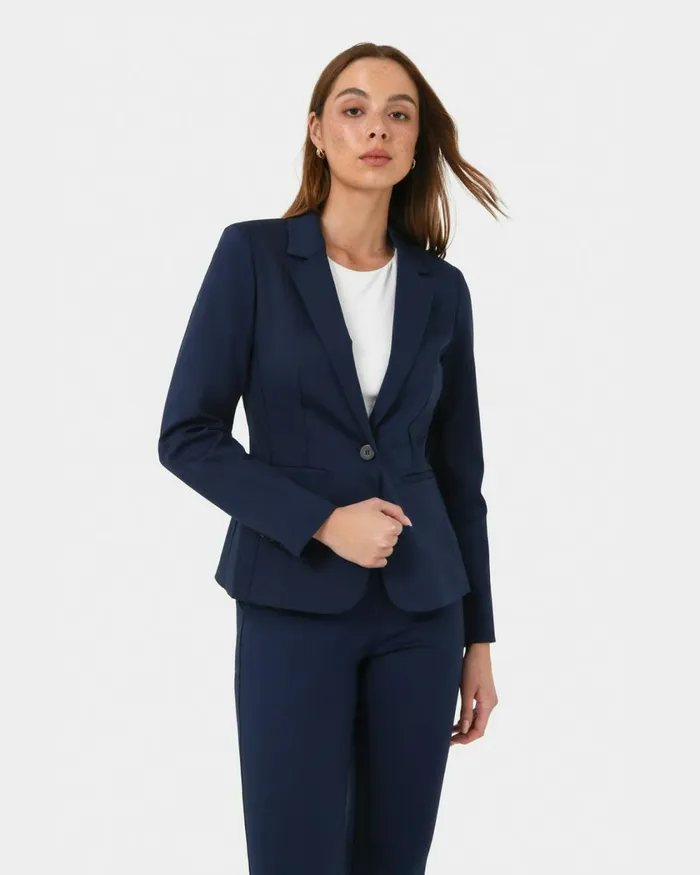 Forcast Safira Suit Jacket Birchivorynavygreyblack Women Jackets and Blazers