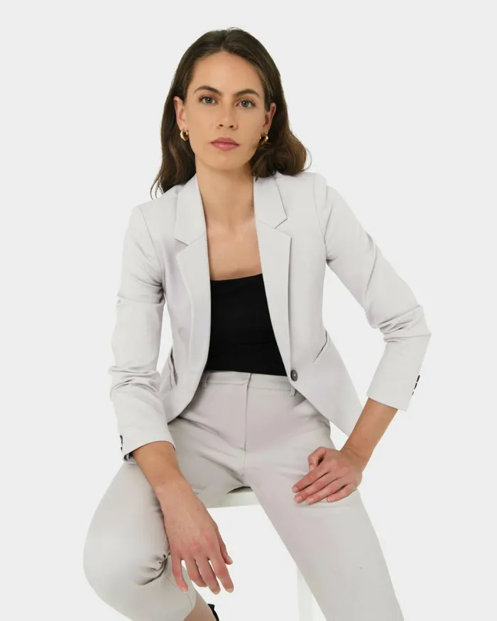 Forcast Safira Suit Jacket Birchivorynavygreyblack Women Jackets and Blazers