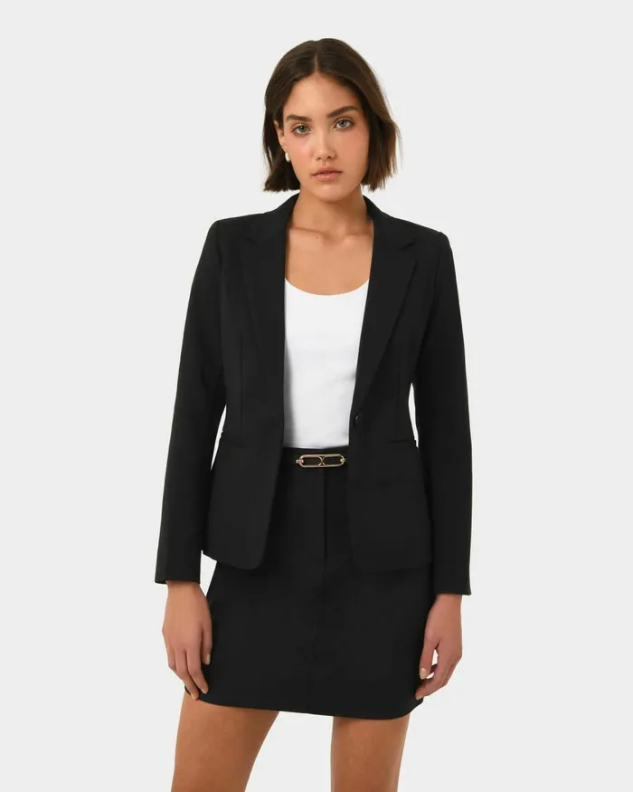Forcast Safira Suit Jacket Birchivorynavygreyblack Women Jackets and Blazers