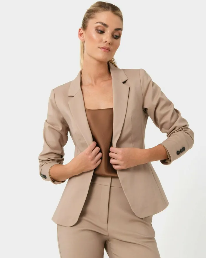 Forcast Safira Suit Jacket Birchivorynavygreyblack Women Jackets and Blazers