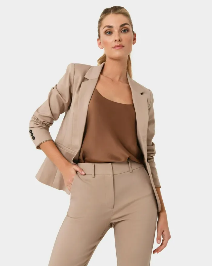 Forcast Safira Suit Jacket Birchivorynavygreyblack Women Jackets and Blazers