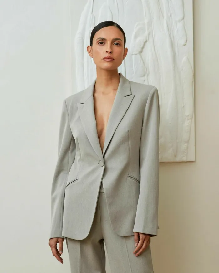 Forcast Santana Single Breasted Blazer Beige Women Jackets and Blazers