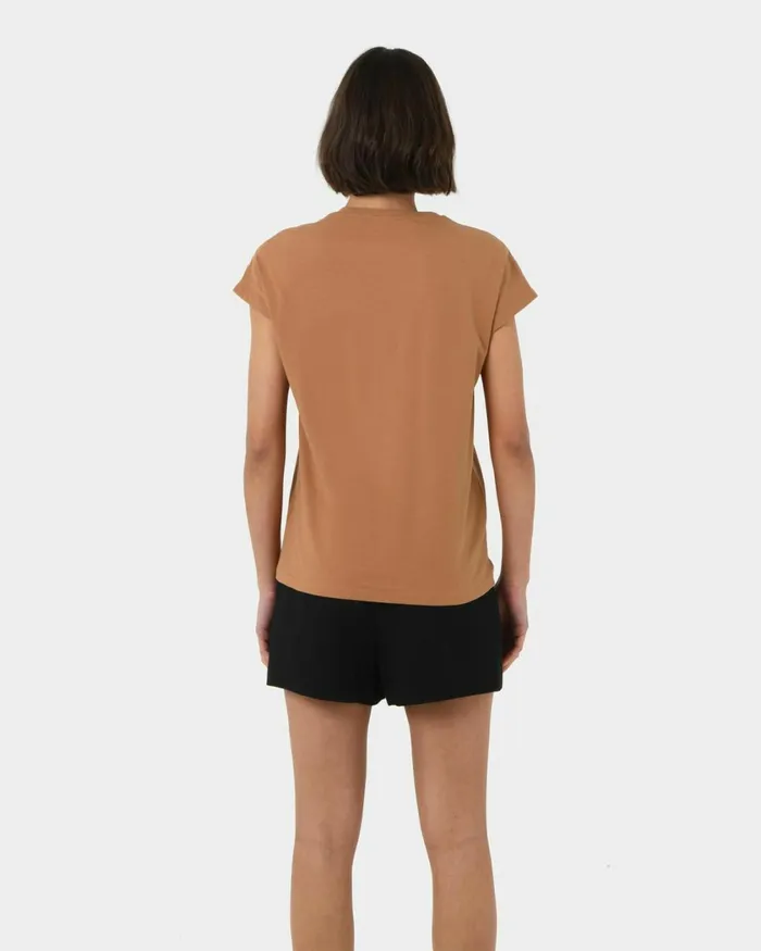Forcast Sara Cotton Tee Tanivorymintblack Women TShirts and Tops
