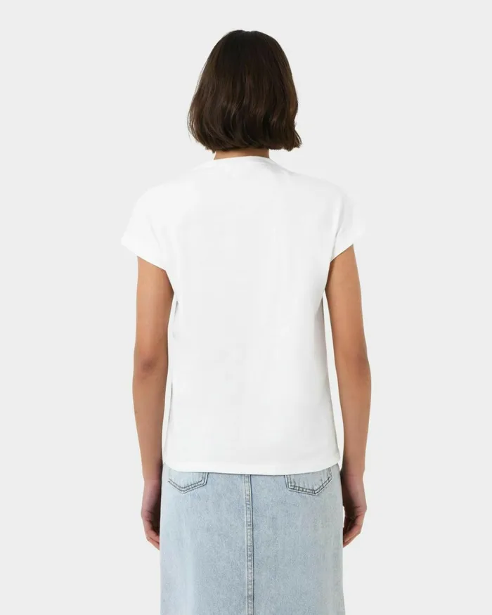 Forcast Sara Cotton Tee Tanivorymintblack Women TShirts and Tops