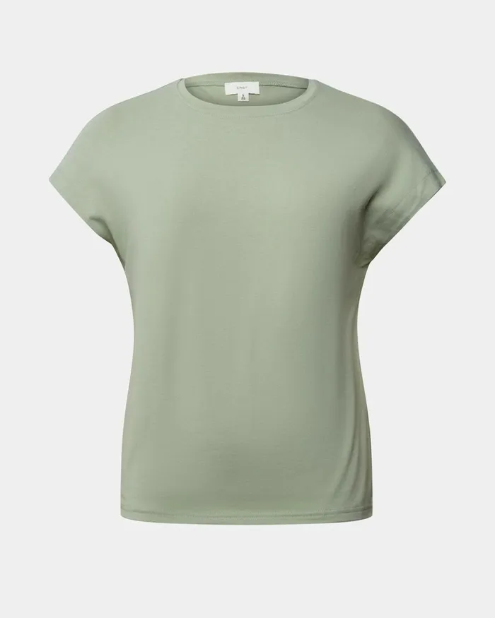 Forcast Sara Cotton Tee Tanivorymintblack Women TShirts and Tops